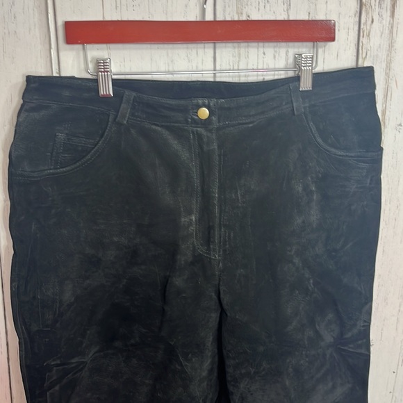 Metro Style 100% Black Suede Leather Pants High Rise Size 18 - Picture 3 of 7